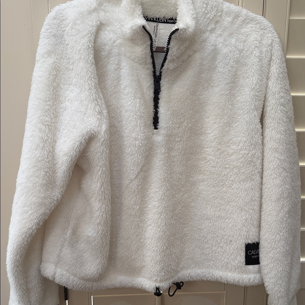 Calvin Klein Cream Fleece Half-Zip Pullover
